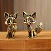 Messing Fuchs Statue Niedlicher Fuchs Miniaturfiguren Schreibtisch Ornament Dekorationen Zubehör Kupfer Tier Skulptur Heimdekor Handwerk