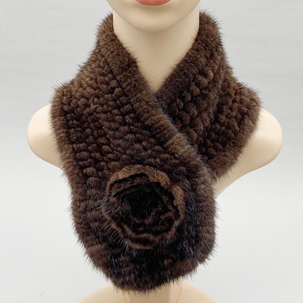 Women Scarf Natural Mink Fur Scarf Winter Female Warm Shawls Stylish Solid Knitted Neckwarmer 62cmx10cm