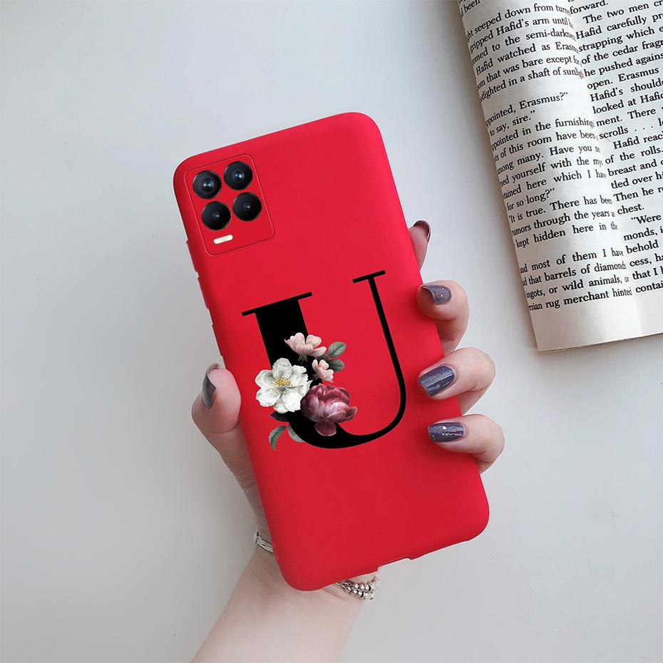 For Realme 8 Pro Case Silicon Soft Letter Monogram Flowers Phone back cover For Oppo Realme8 4G RMX3085 Realme 8 Pro Bumper Case