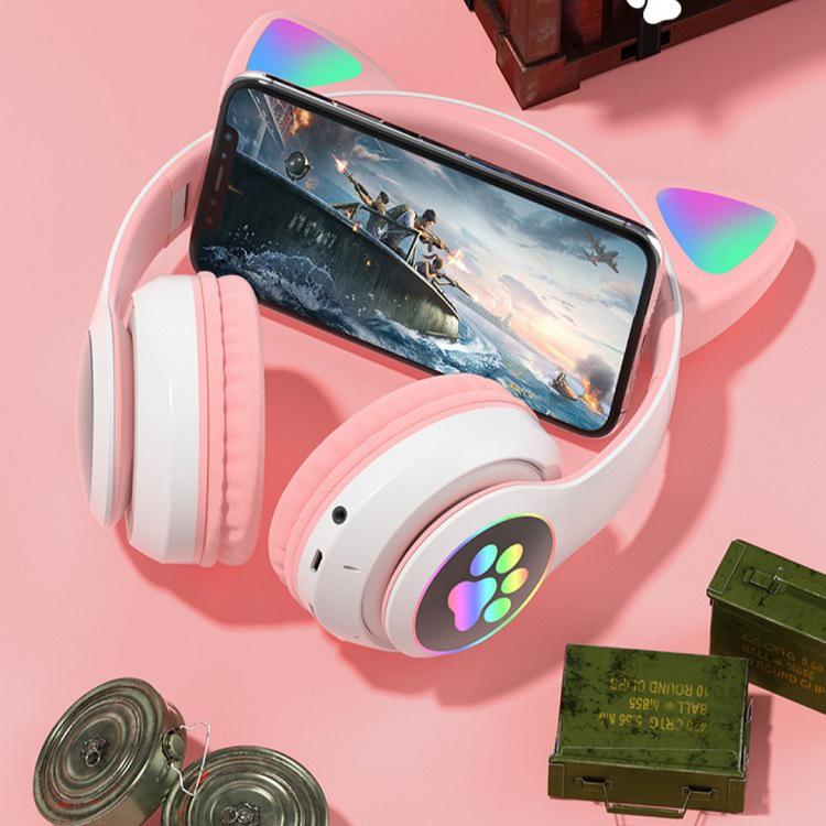 RGB Luminous Cat Ear & Paw Wireless Bluetooth Gaming Headset