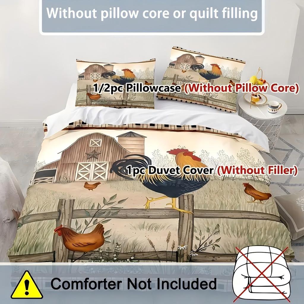 Farm Barn Chicken Pattern 3D Printed Duvet Cover Rural retro style Bedding Set Soft Comfortable Luxury Quilt Cover Pillowcases
