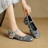 New Four-season Wear Single Shoes Women's Buckle Rubber Sole Low Heel Round Head Sequined Women's Casual Single Shoes Large and Small Size Shoes