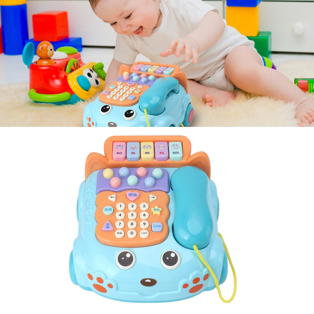 Baby Phone Toy Cartoon with Music Light Children Kids Pretend Phone Parent Child Interactive Educationcal Chinese English Bilingual Toy