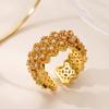 Luxury Zircon Ring For Women Gold Plated Stainless Steel Geometric Ring Hypoallergenic Wedding Christmas Jewelry Gift