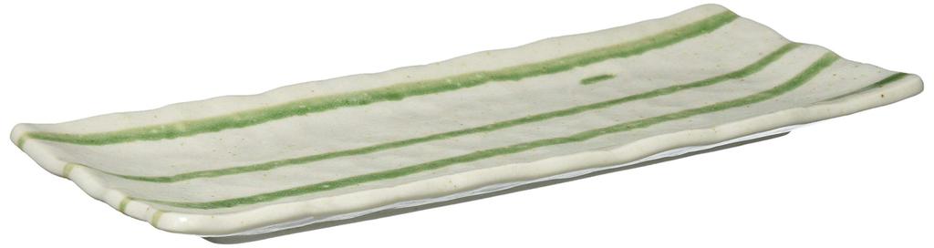 Mino Ware Saury Plate Konahiki Oribe Style 132-0515