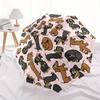 1pc Dachshund Pattern Automatic Open/Close Umbrella, Umbrella with Cartoon Design, Portable Compact Umbrella for Men & Women, Good Holiday G