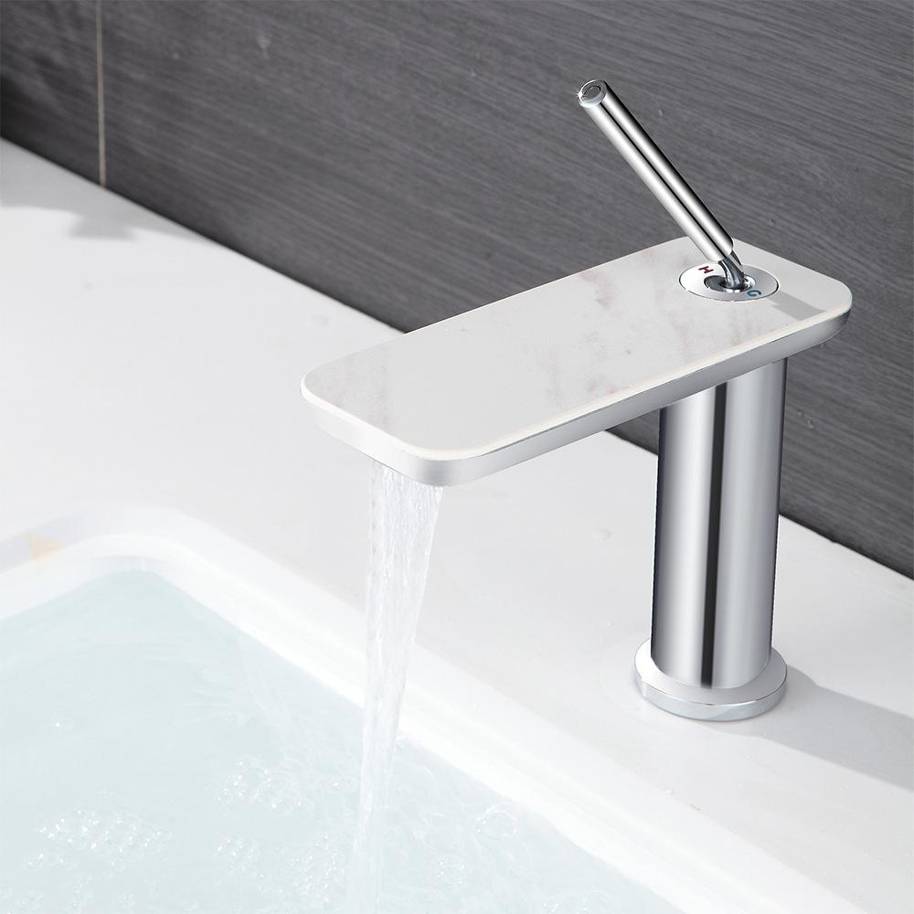 Basin Faucet Bathroom Hot Cold White Mixer Crane Deck Single Lever Black Tap Mixer Brass Waterfall Faucet