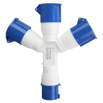 3-poliger Industriestecker IP44 Wasserdicht Multifunktional 1 Eingang 3 Ausgänge 32A Luftfahrtkabelverbinder 220-250V
