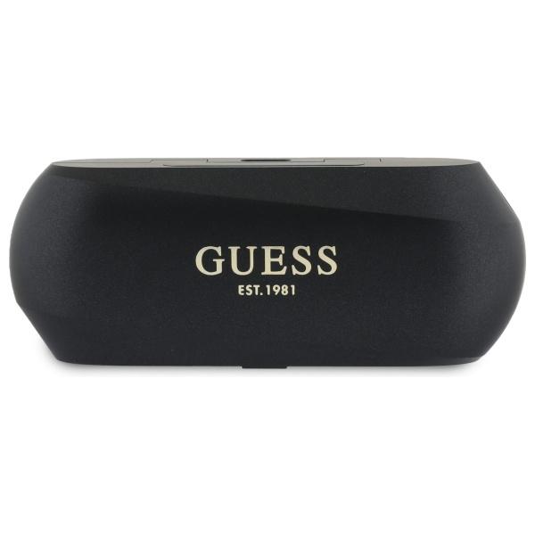 Guess Słuchawki Bluetooth Gutwsc2Mcdsk   Tws + Stacja Dokująca Czarny/Black Elongated Metalic Printed Logo