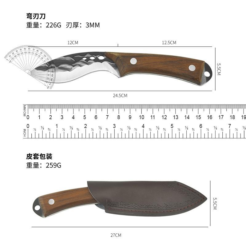 Wooden Stabilizer Handle Meat Cleaver Butcher Knife Forging Kitchen Knife Boning Knife Slicing KnifeFull Tang  With Sheath