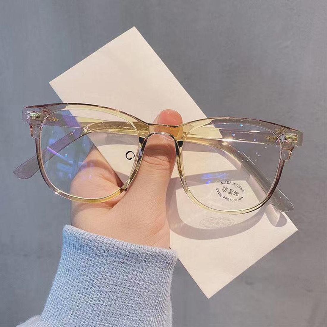 

Korean Fashion Square Frame Anti Blue Light Glasses Computer Eye Production Eyeglasses Women Men Classic Plain Spectacles
