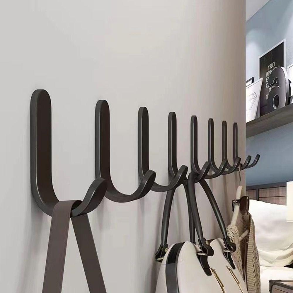 5Pcs Strong Adhesive Self Adhesive Hook Non Perforated Load-bearing Wall Wall Mounted Hook Self Adhesive J-shaped Design