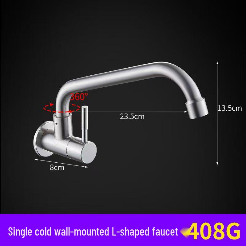 Rubinetto da parete in acciaio inossidabile 304 per cucina e lavabo, solo acqua fredda