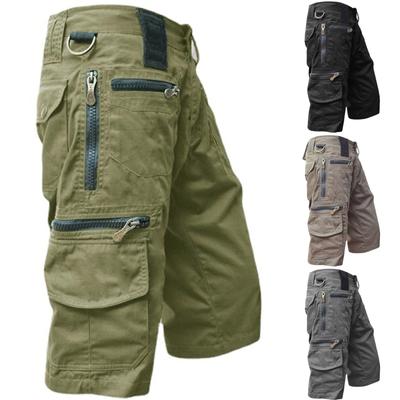 Pantaloncini da lavoro da uomo in cotone multitasche casual a tubo dritto sciolto Capris da uomo Pantaloncini cargo da uomo