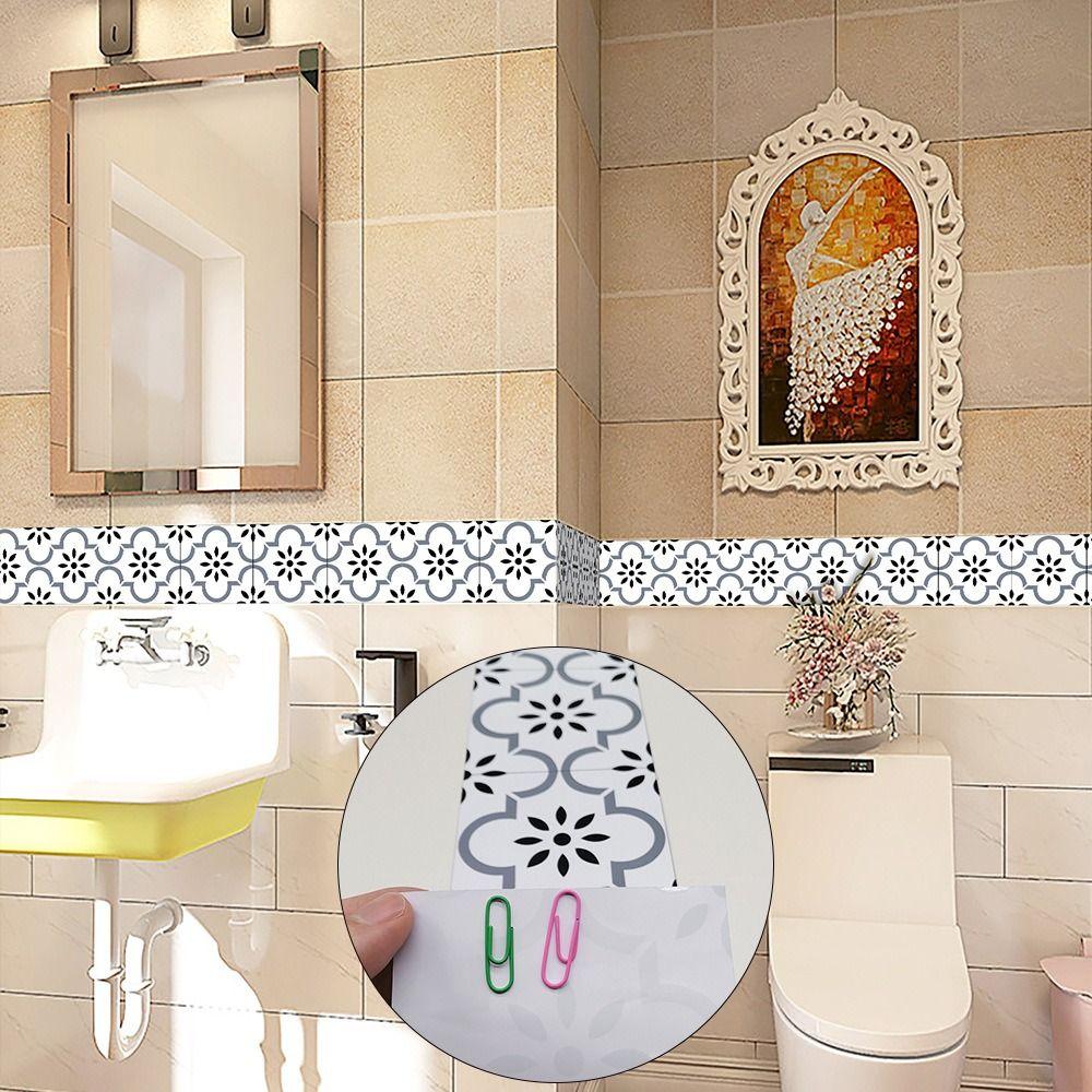 Waterproof Waist Line Self Adhesive Borders Trim Line Baseboard Wallpaper  Bathroom