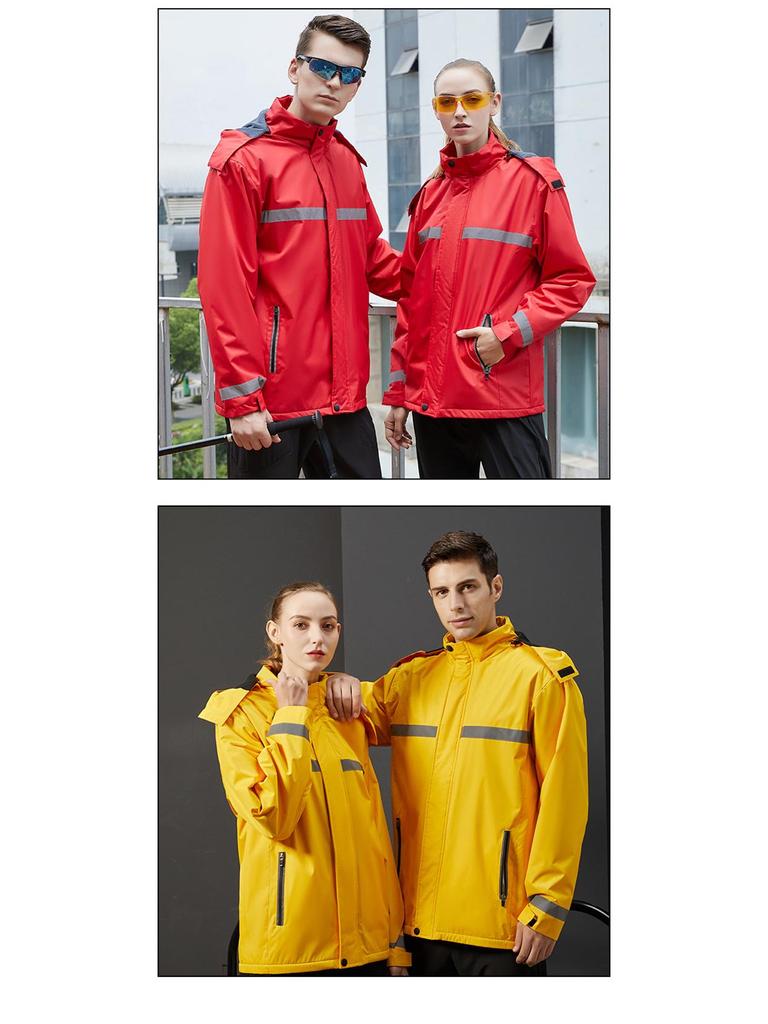 Reflective Fleece-Lined Windproof Rainproof Workwear Jacket with Custom Logo