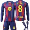25-26 Barcelona Home Long-sleeved Football Jersey for Kids and Adults PEDRI #8