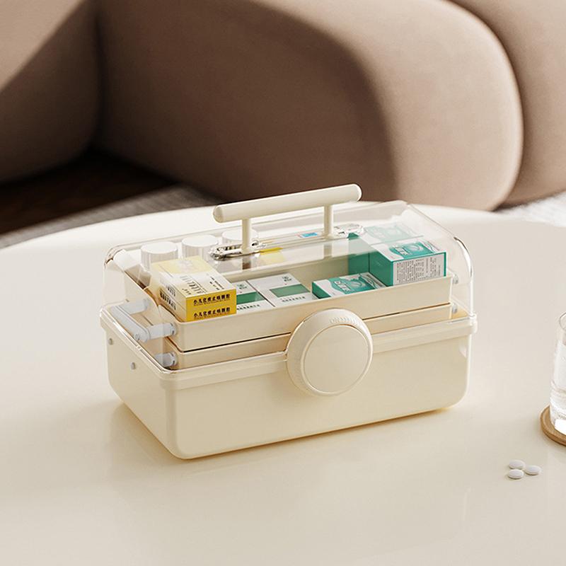 1 шт 3-слойная большая вместительная коробка для хранения косметики портативная пластиковая пыленепроницаемая ручная домашняя коробка для хранения лекарств 10673₽