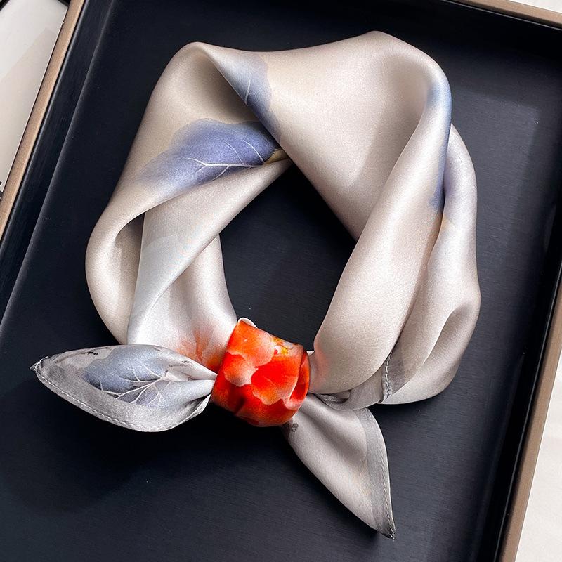 Fashion 100% Real Silk Scarf Women Square Floral Hairband Shawls Wraps for Ladies Foulard Scarves Pashmina Female Hijab Bandana