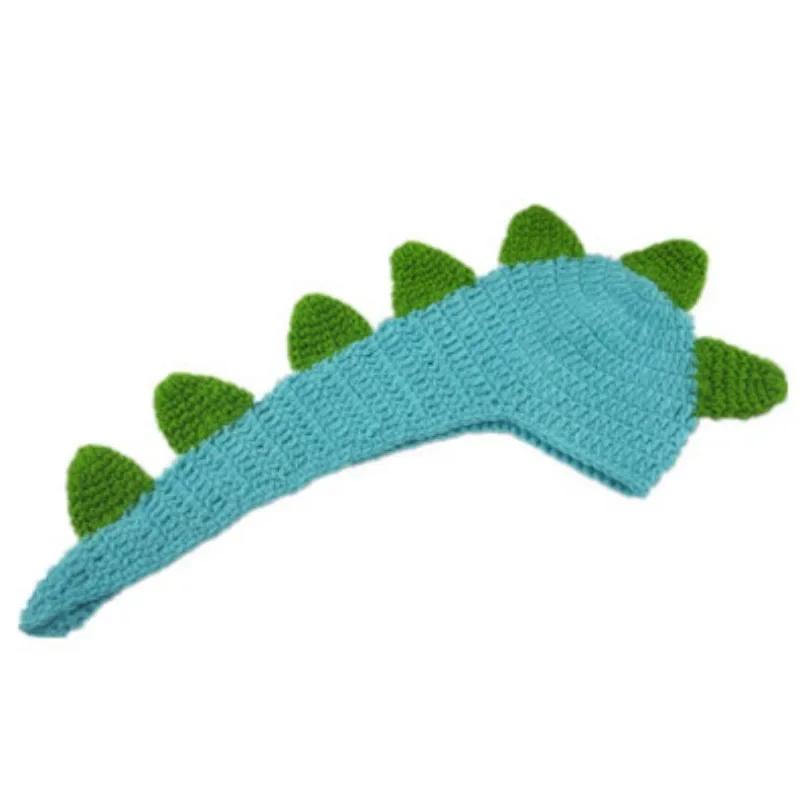 Knitted Little Dinosaur Baby Photography Props Blue Studio Style Clothing Supply Woolen Yarn Hat Clothes for Newborn Photo Props