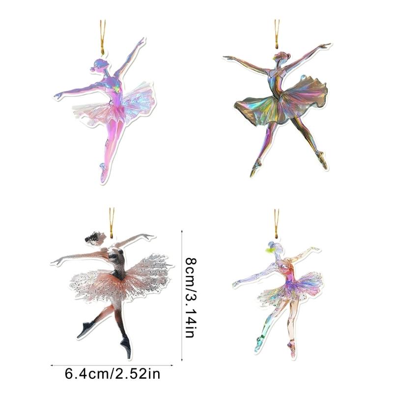 Set de 5 Brelocuri Elegante pentru Mașină în Formă de Balerină, Pandantiv Acrilic 2D pentru Agățat pe Perete, pentru Iubitor de Dans, Ornament de Crăciun