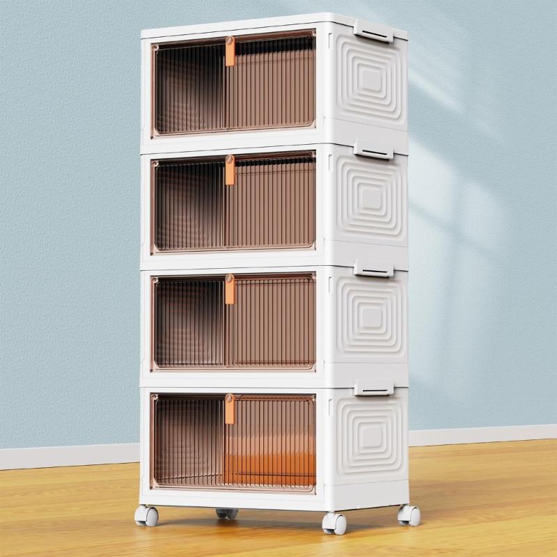 Sturdy Plastic Organizers Bins with Clear Covers and Rolling Wheels Ideal for Small Space Solution