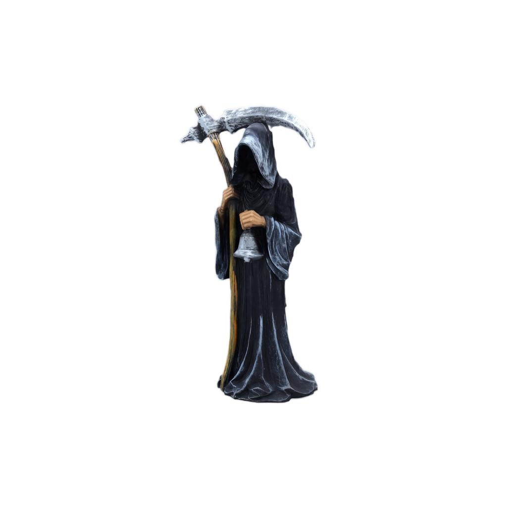 Halloween Statue with Scythe, Resin Figurine for Desktop Shelf Decor