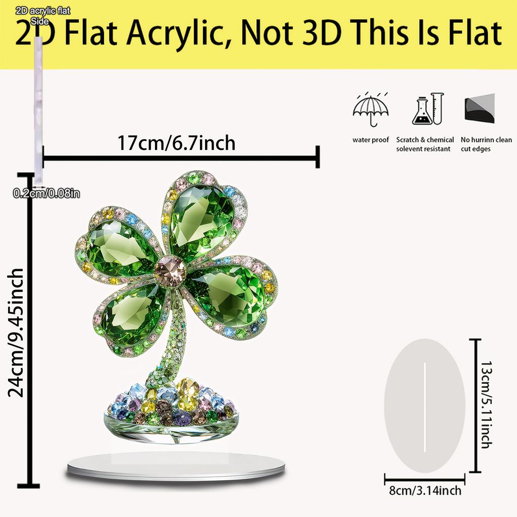 Acrylic Boho Style St. Patrick'S Day Four-Leaf Clover Sun Catcher, Plant Theme Art Decoration, Suitable for Home and Office, Universal Holiday