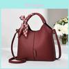 Bow Ribbon Solid Color Tote Bag For Women Pu Material Large Capacity Urban Style With Zipper Closure For Daily Use