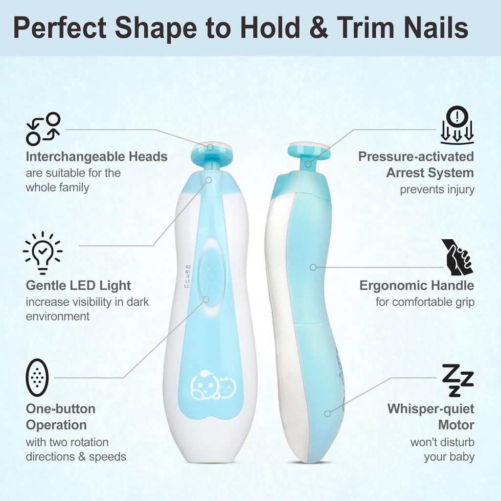 Baby Nail Trimmer 21 in 1, Usage Labeled Case & 13 Extra Replacement Tools, Royal Angels Baby Electric Nail File, Baby Nail Care, Nail Clipper