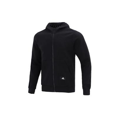 Essentials Fleece Doubleknit Full Zip Hoodie Jacke Herren Oberbekleidung Schwarz HA1416