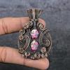 Natural Mosaic Jasper Gemstone Copper Wire Wrap Gift Jewelry Pendant 2.60" n9M72