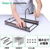 Extendable frying pan rack with 7 compartments, perfect for storing pans, pots, lids, and cutting boards.