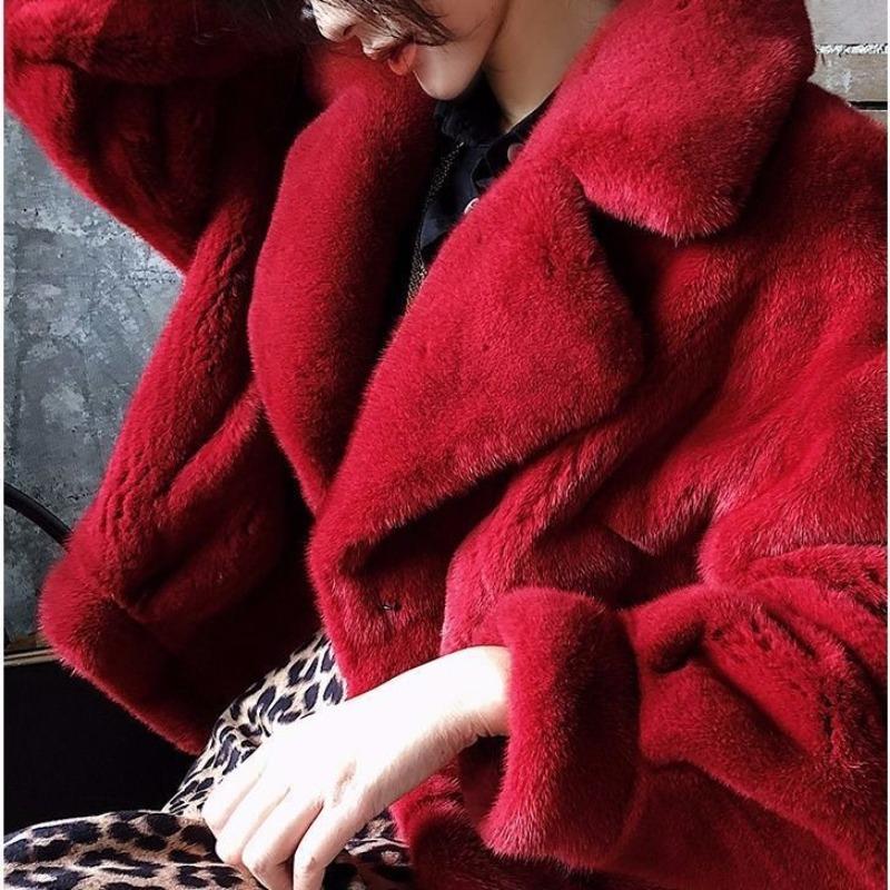Autumn and winter new imitation mink coat women's short imitation fur silhouette coat imitation mink imitation fur