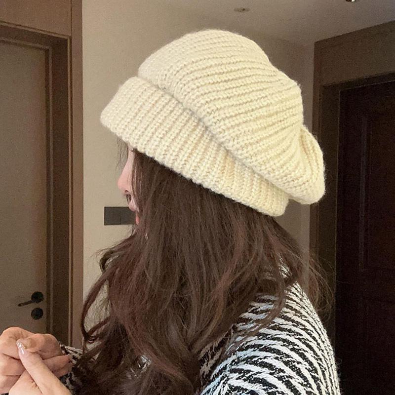 Knitted Fisherman's Hat Women's Autumn and Winter Loose Warm Beret Pile Hat Wool Hat
