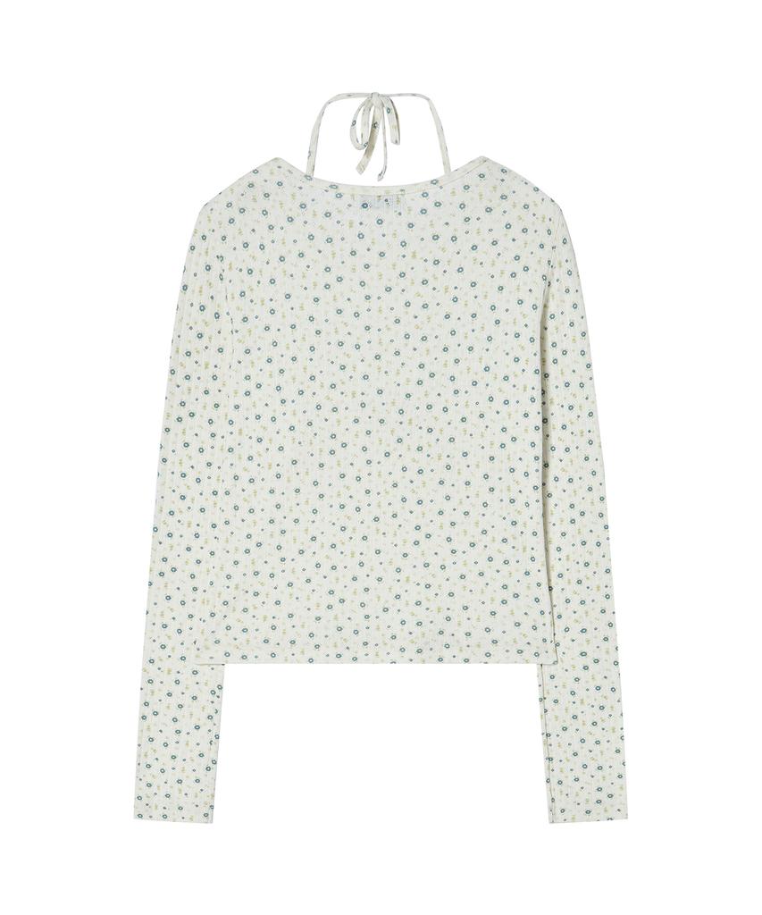 AWESOME STUDIO Flower Pattern Layered Top Light Beige