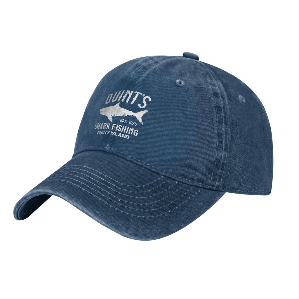 Fashion Quint's Shark Fishing Baseball Caps Distressed Washed Snapback Hat Amity Island 1975 Jaws Outdoor Adjustable Hats