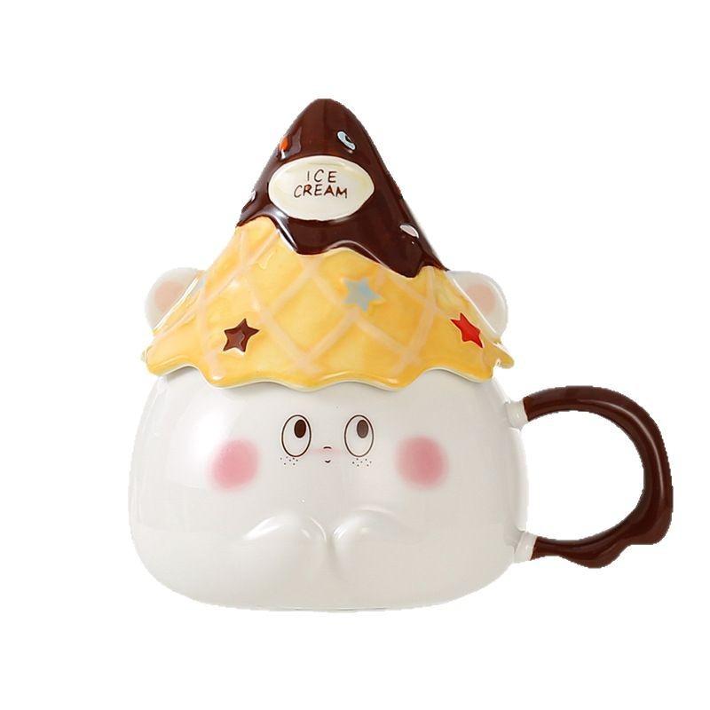 Cartoon Cone Ceramic Mug High Looking Souvenir Water Cup for Best Friend Girl Heart Cup Home Breakfast Cup