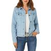 Fashion Women's Casual Slim Slimming Denim Jacket Blouse Top With Pockets