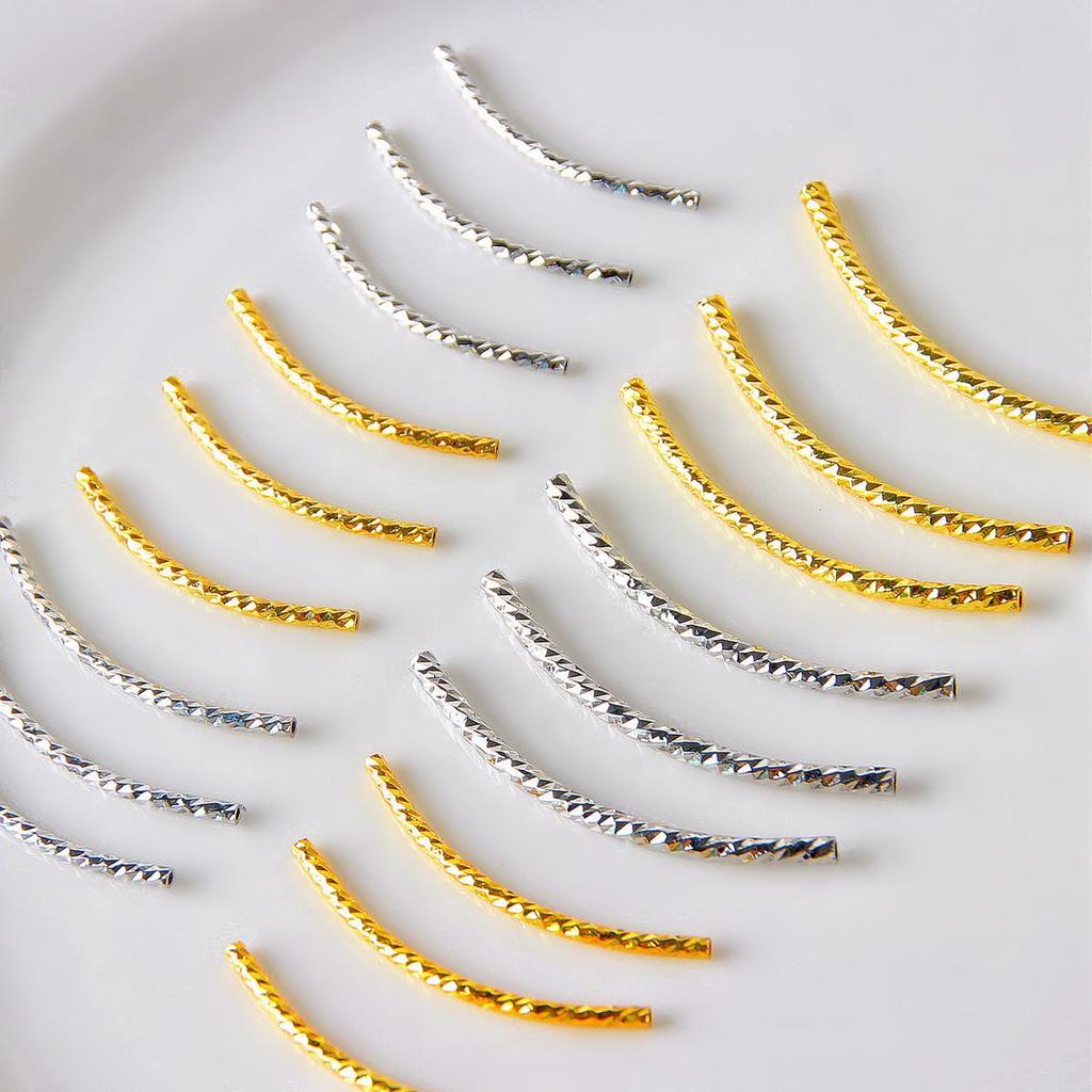18k Gold Plated Multi-Faceted Curved Tube for DIY Jewelry Necklaces & Bracelets