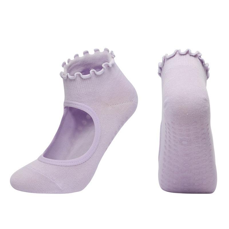 Lace Design Silicone Non-slip Professional Yoga Pilates Train Indoor Floor Soft Dance Sports Gym Ruffles Ballet Fitness Socks