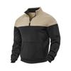 Men Color Block Quarter Zip Sweatshirt Mock Neck Pullover with Kangaroo Pocket Ribbed Cuffs Hem Long Sleeve Spring Fall Casual Streetwear Top