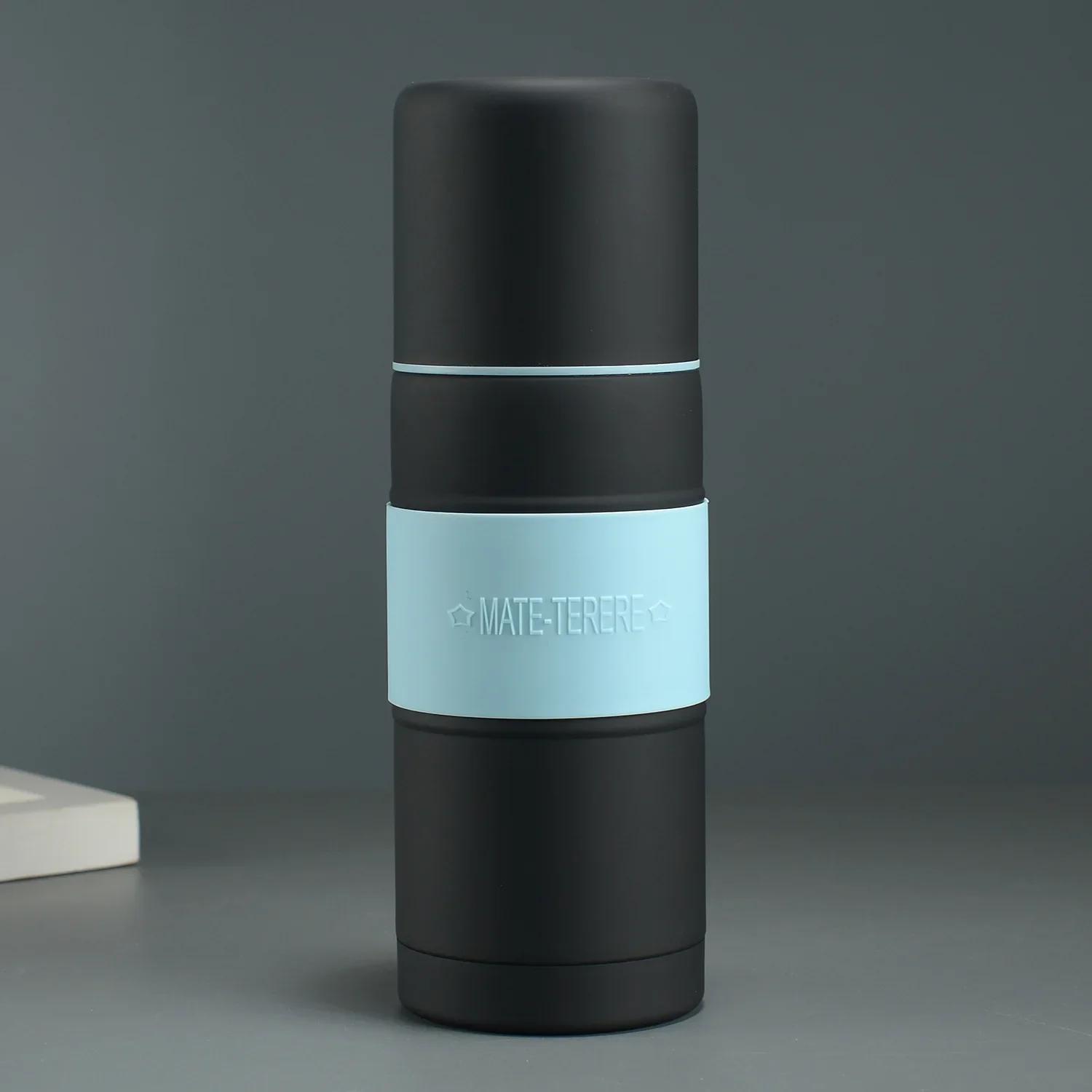 

Новая вакуумная кружка из нержавеющей стали с термоизоляцией, чашка для чая мате MATE с соломинкой, кружка 700/500 мл, подарок для друга 500ml чёрный