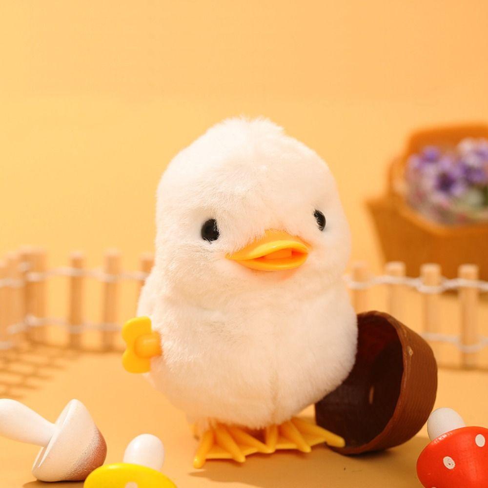 Plush Clockwork Spring Chicken Toy Cute Guide Baby Crawling Toy Duck Wind Up Jumping Toy  Cat Toy