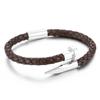 Men's Leather Magnetic Clasp Bracelet with Stainless Steel Nails