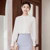 Teluoman Women's French Ruffle Satin Long Sleeve Blouse