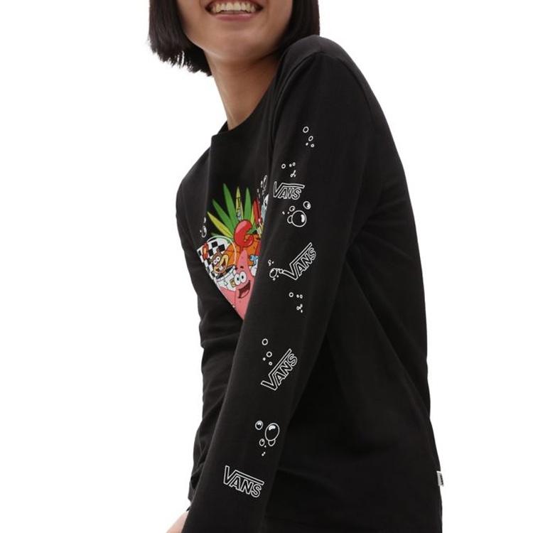 (WMNS) Vans x SPONGEBOB SQUAREPANTS Printing Round-neck Sweateshirt Black Women's VN0A5I3FYZS