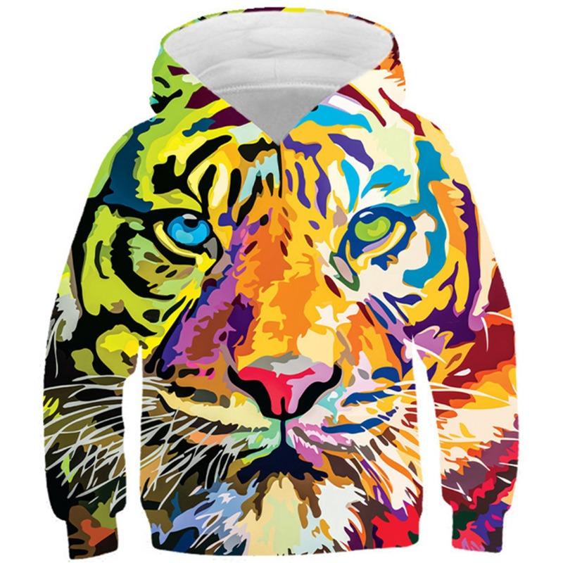 Autumn 3D Animal Pattern Printed Hoodies Fashionable Casual Sports Long Sleeved Children's Boy Hooded Sweatshirts