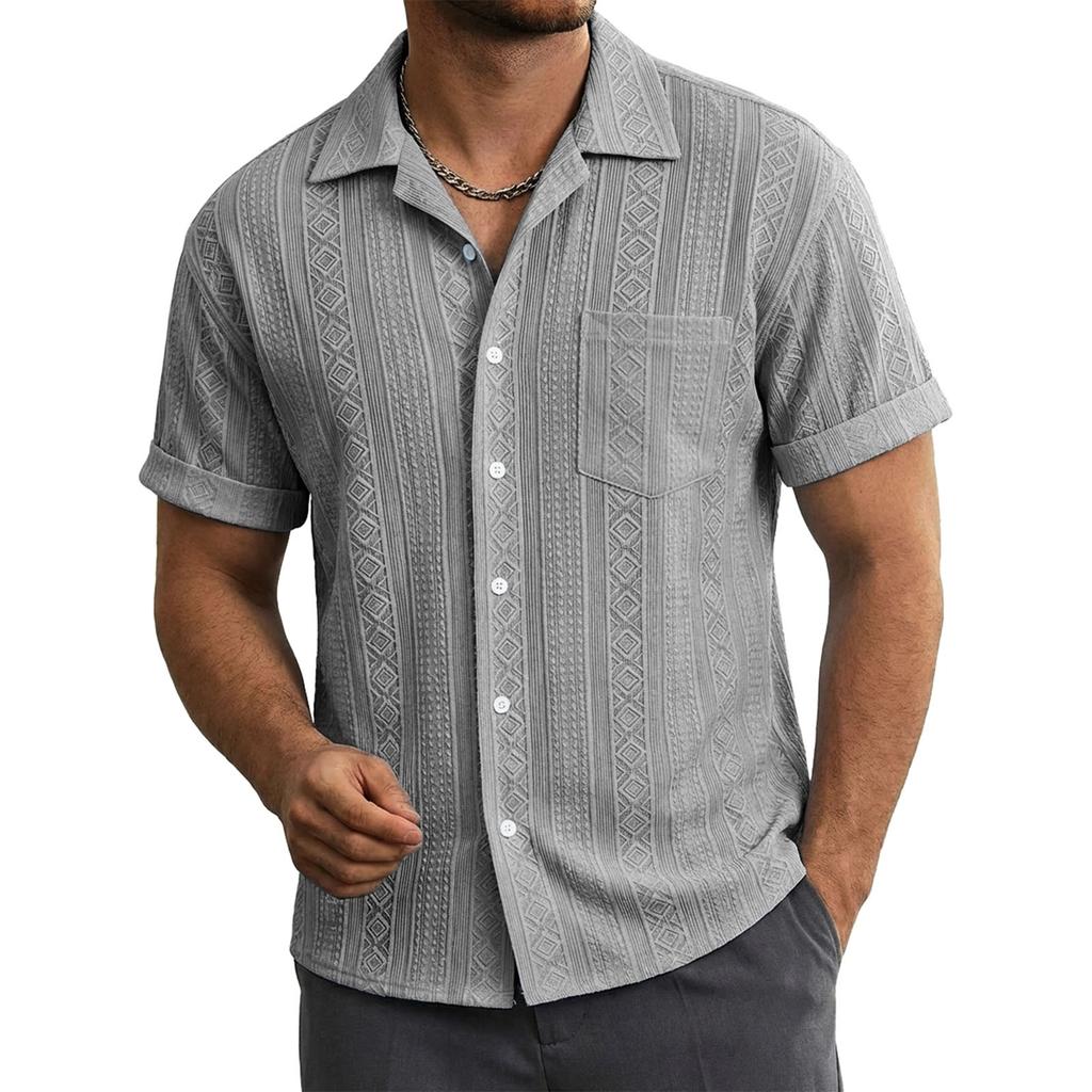 Herren Freizeit Hemd mit Tasche und Kragen, Kurzarm