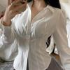 Korean Fashion Harajuku Preppy Elegant White Women Blouse Tunic Shirt Japanese Style Casual JK Slim Female